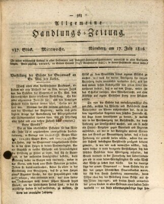 Allgemeine Handlungs-Zeitung Mittwoch 17. Juli 1816