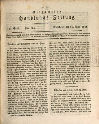 Allgemeine Handlungs-Zeitung Freitag 26. Juli 1816