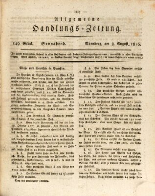 Allgemeine Handlungs-Zeitung Samstag 3. August 1816