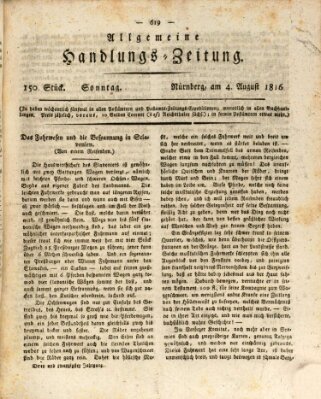 Allgemeine Handlungs-Zeitung Sonntag 4. August 1816