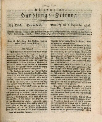 Allgemeine Handlungs-Zeitung Samstag 7. September 1816