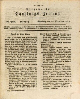 Allgemeine Handlungs-Zeitung Dienstag 10. September 1816