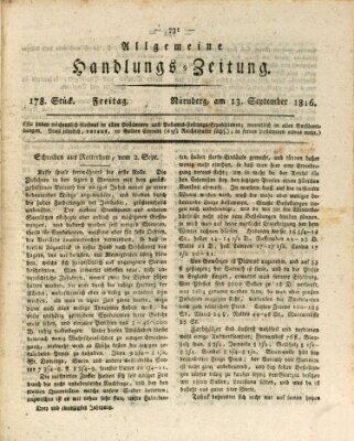 Allgemeine Handlungs-Zeitung Freitag 13. September 1816