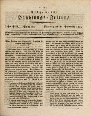 Allgemeine Handlungs-Zeitung Sonntag 15. September 1816