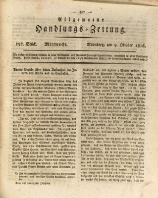 Allgemeine Handlungs-Zeitung Mittwoch 9. Oktober 1816