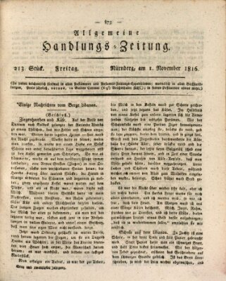 Allgemeine Handlungs-Zeitung Freitag 1. November 1816