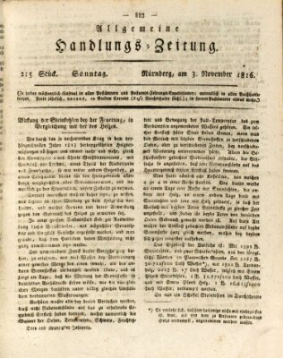 Allgemeine Handlungs-Zeitung Sonntag 3. November 1816