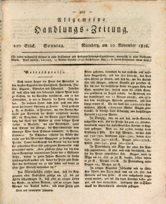 Allgemeine Handlungs-Zeitung Sonntag 10. November 1816