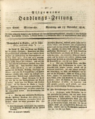 Allgemeine Handlungs-Zeitung Mittwoch 13. November 1816