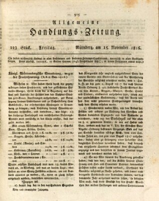 Allgemeine Handlungs-Zeitung Freitag 15. November 1816