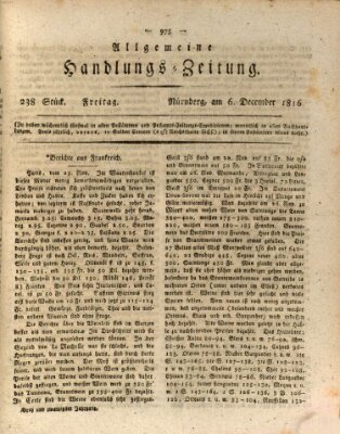 Allgemeine Handlungs-Zeitung Freitag 6. Dezember 1816