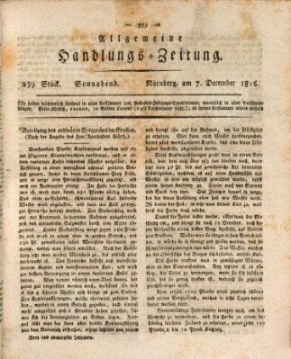 Allgemeine Handlungs-Zeitung Samstag 7. Dezember 1816