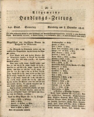 Allgemeine Handlungs-Zeitung Sonntag 8. Dezember 1816