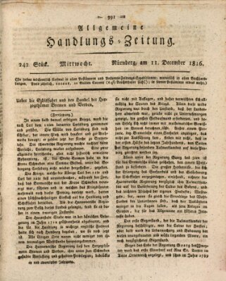 Allgemeine Handlungs-Zeitung Mittwoch 11. Dezember 1816