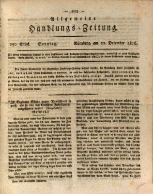 Allgemeine Handlungs-Zeitung Sonntag 22. Dezember 1816