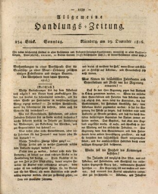 Allgemeine Handlungs-Zeitung Sonntag 29. Dezember 1816