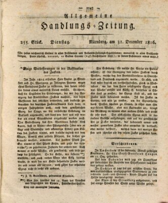 Allgemeine Handlungs-Zeitung Dienstag 31. Dezember 1816