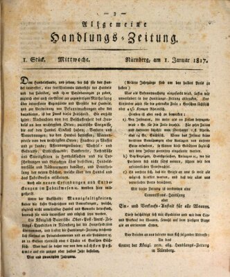 Allgemeine Handlungs-Zeitung Mittwoch 1. Januar 1817
