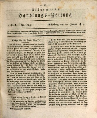 Allgemeine Handlungs-Zeitung Freitag 10. Januar 1817