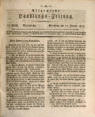 Allgemeine Handlungs-Zeitung Mittwoch 15. Januar 1817