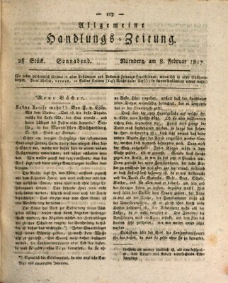 Allgemeine Handlungs-Zeitung Samstag 8. Februar 1817