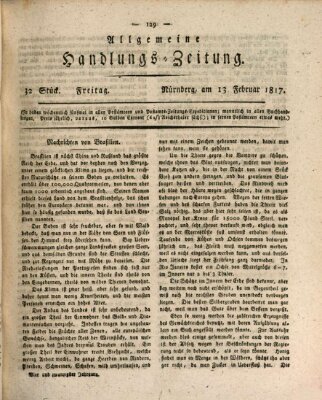 Allgemeine Handlungs-Zeitung Donnerstag 13. Februar 1817