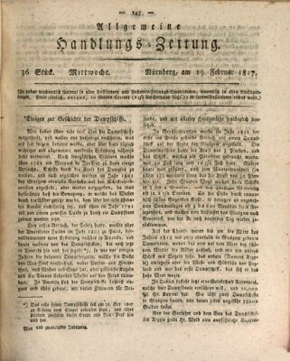 Allgemeine Handlungs-Zeitung Mittwoch 19. Februar 1817