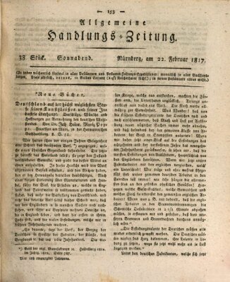Allgemeine Handlungs-Zeitung Samstag 22. Februar 1817