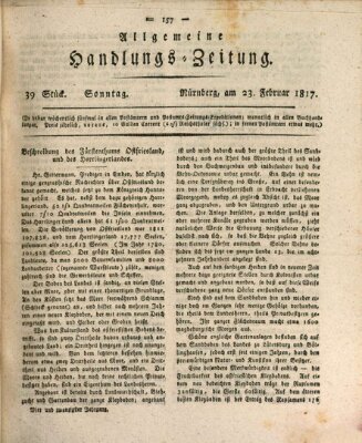 Allgemeine Handlungs-Zeitung Sonntag 23. Februar 1817