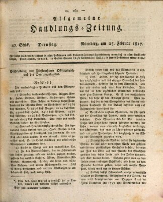 Allgemeine Handlungs-Zeitung Dienstag 25. Februar 1817