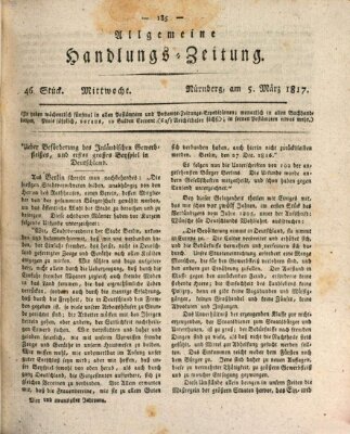 Allgemeine Handlungs-Zeitung Mittwoch 5. März 1817