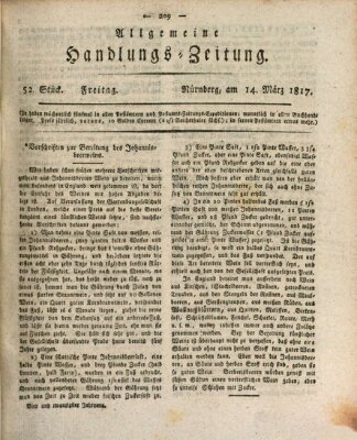 Allgemeine Handlungs-Zeitung Freitag 14. März 1817