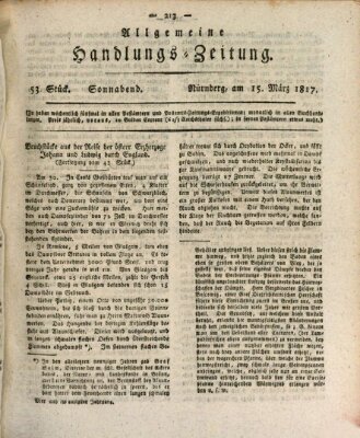 Allgemeine Handlungs-Zeitung Samstag 15. März 1817