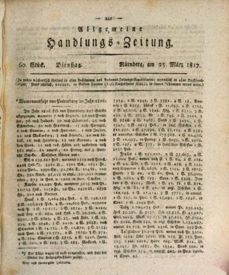 Allgemeine Handlungs-Zeitung Dienstag 25. März 1817