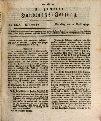 Allgemeine Handlungs-Zeitung Mittwoch 2. April 1817