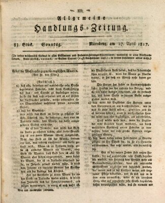 Allgemeine Handlungs-Zeitung Sonntag 27. April 1817