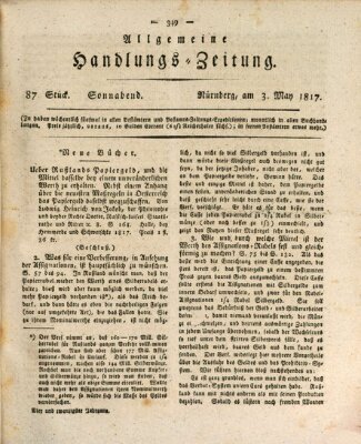 Allgemeine Handlungs-Zeitung Samstag 3. Mai 1817