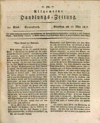 Allgemeine Handlungs-Zeitung Samstag 10. Mai 1817