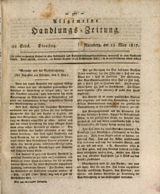 Allgemeine Handlungs-Zeitung Dienstag 13. Mai 1817