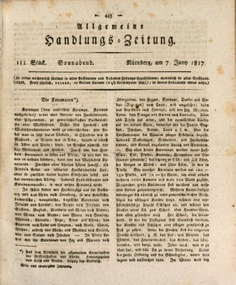 Allgemeine Handlungs-Zeitung Samstag 7. Juni 1817