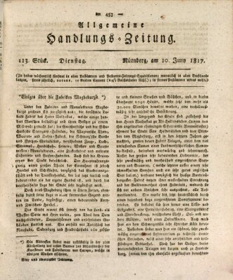 Allgemeine Handlungs-Zeitung Dienstag 10. Juni 1817