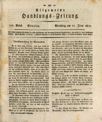 Allgemeine Handlungs-Zeitung Sonntag 22. Juni 1817