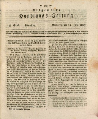 Allgemeine Handlungs-Zeitung Dienstag 22. Juli 1817