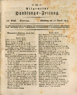 Allgemeine Handlungs-Zeitung Sonntag 10. August 1817