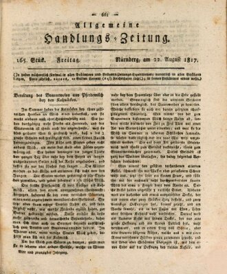 Allgemeine Handlungs-Zeitung Freitag 22. August 1817