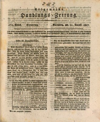 Allgemeine Handlungs-Zeitung Sonntag 31. August 1817