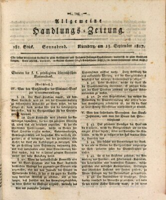 Allgemeine Handlungs-Zeitung Samstag 13. September 1817