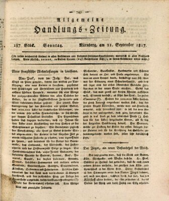 Allgemeine Handlungs-Zeitung Sonntag 21. September 1817