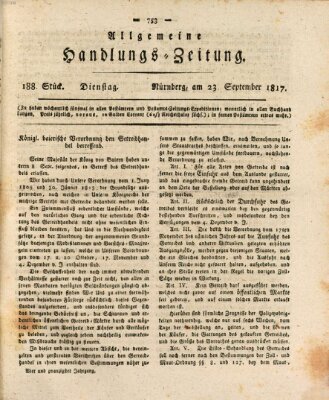 Allgemeine Handlungs-Zeitung Dienstag 23. September 1817