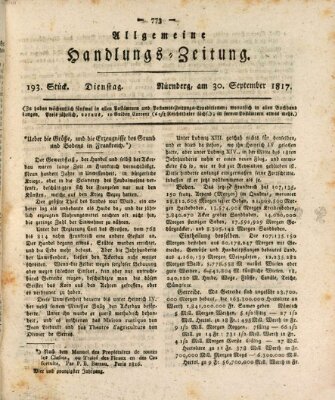 Allgemeine Handlungs-Zeitung Dienstag 30. September 1817